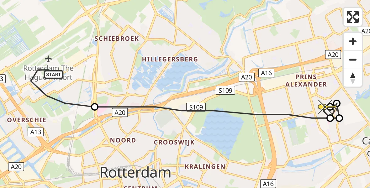 Routekaart van de vlucht: Lifeliner 2 naar Rotterdam