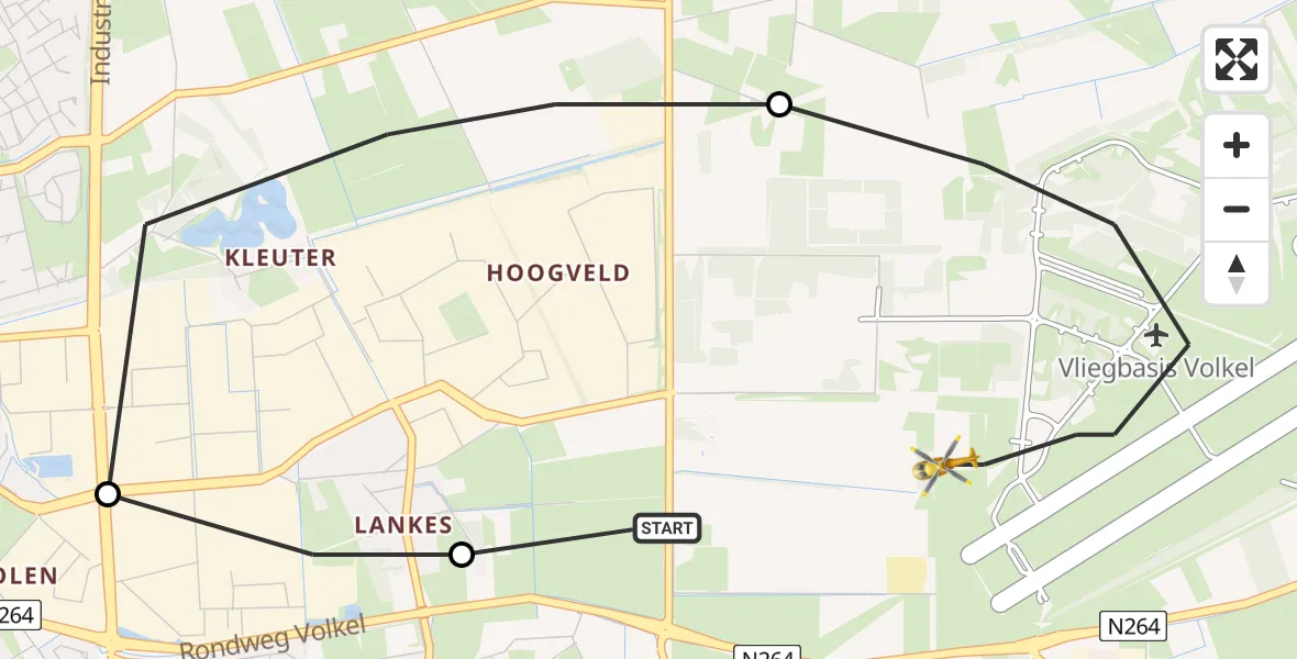 Vluchtroute Traumahelikopter Vliegbasis Volkel - Vliegbasis Volkel, 11 april 2023, 17:52