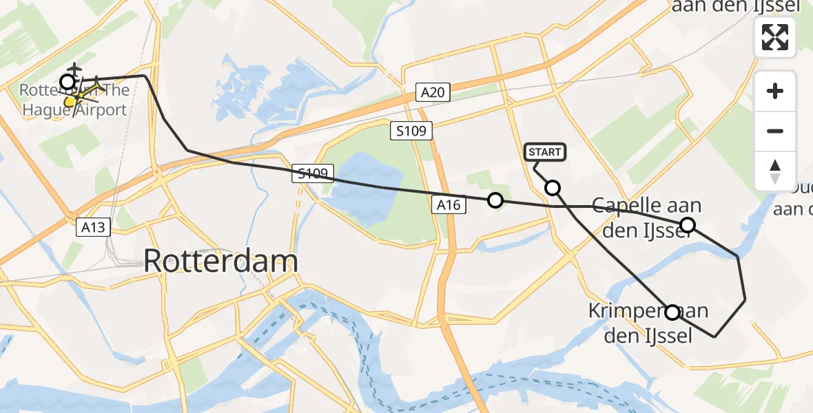 Routekaart van de vlucht: Lifeliner 2 naar Rotterdam The Hague Airport