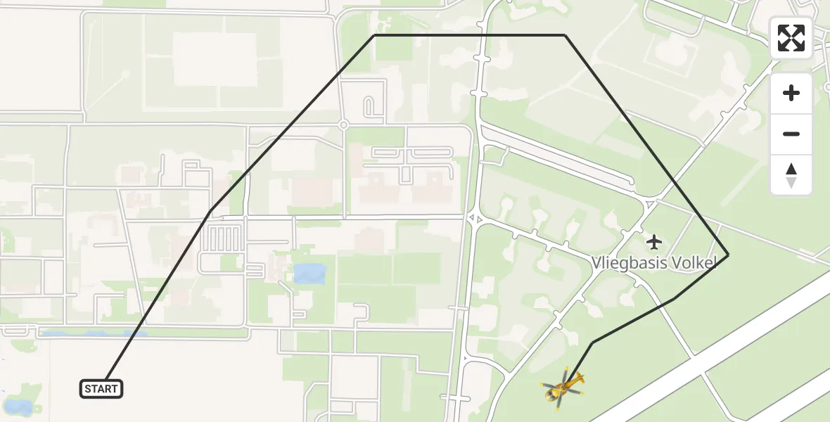 Vluchtroute Traumahelikopter Vliegbasis Volkel - Vliegbasis Volkel, 12 april 2023, 06:19