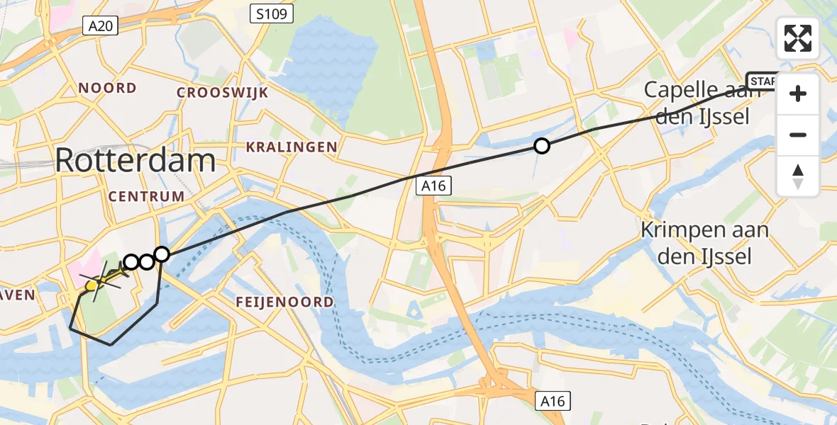 Routekaart van de vlucht: Lifeliner 2 naar Erasmus MC