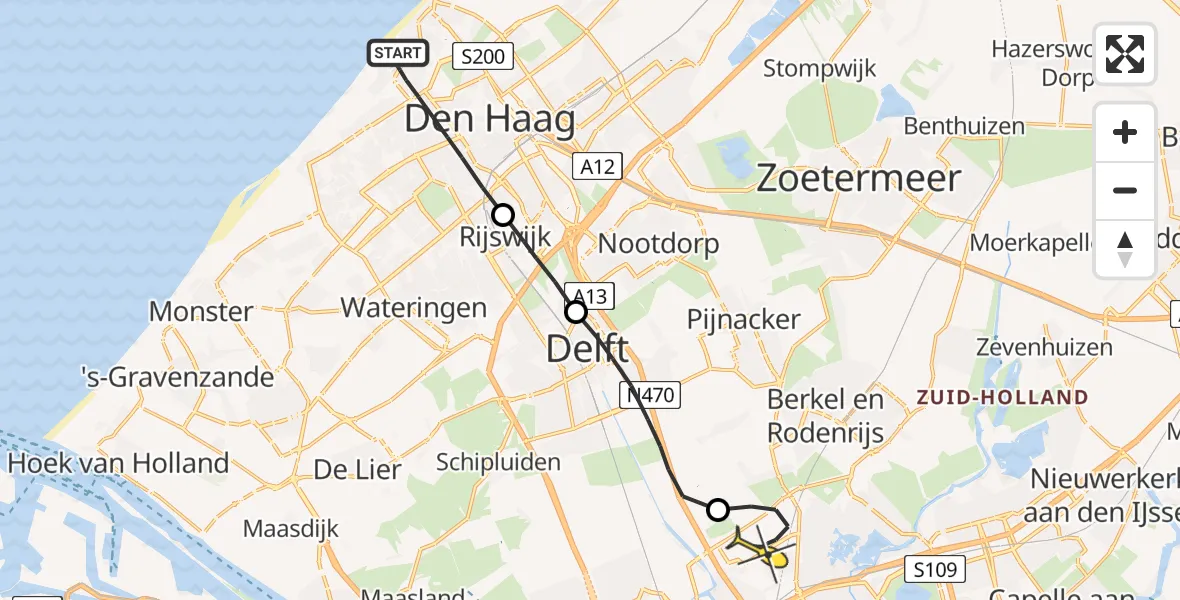 Routekaart van de vlucht: Lifeliner 2 naar Rotterdam The Hague Airport