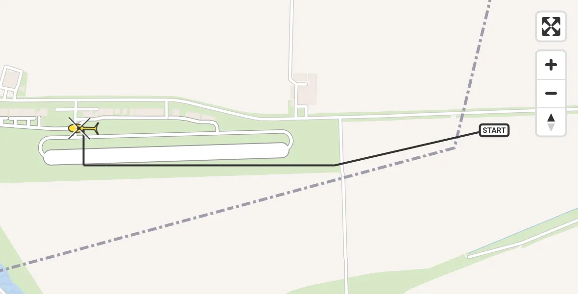 Vluchtroute Politiehelikopter van Vliegveld Midden-Zeeland naar Vliegveld Midden-Zeeland