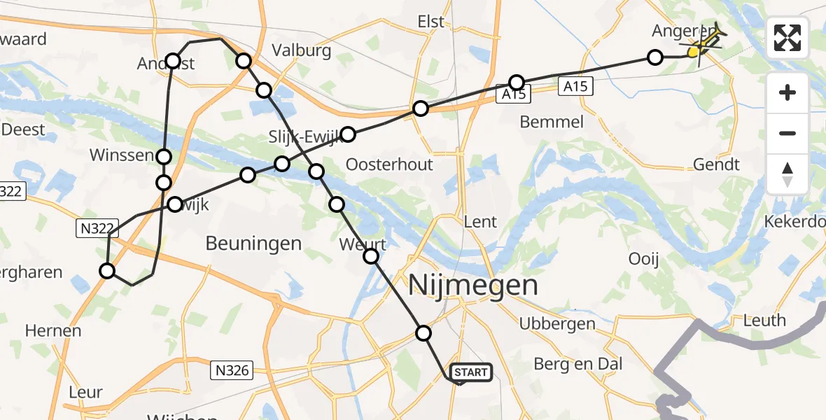 Routekaart van de vlucht: Lifeliner 3 naar Angeren