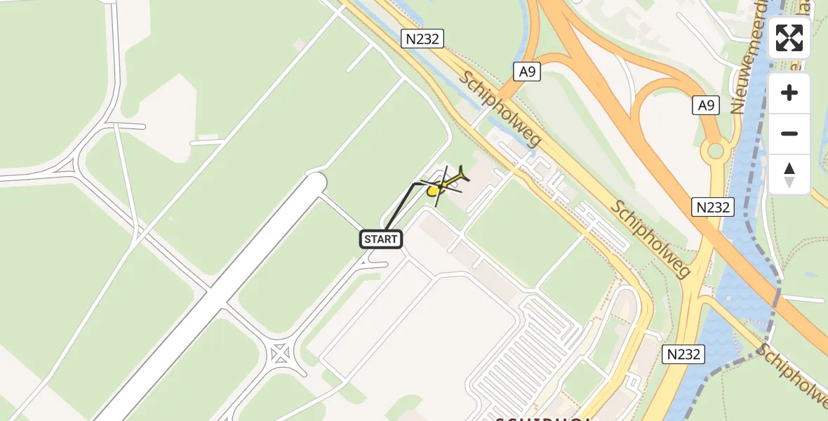 Vluchtroute Politiehelikopter van Schiphol naar Schiphol