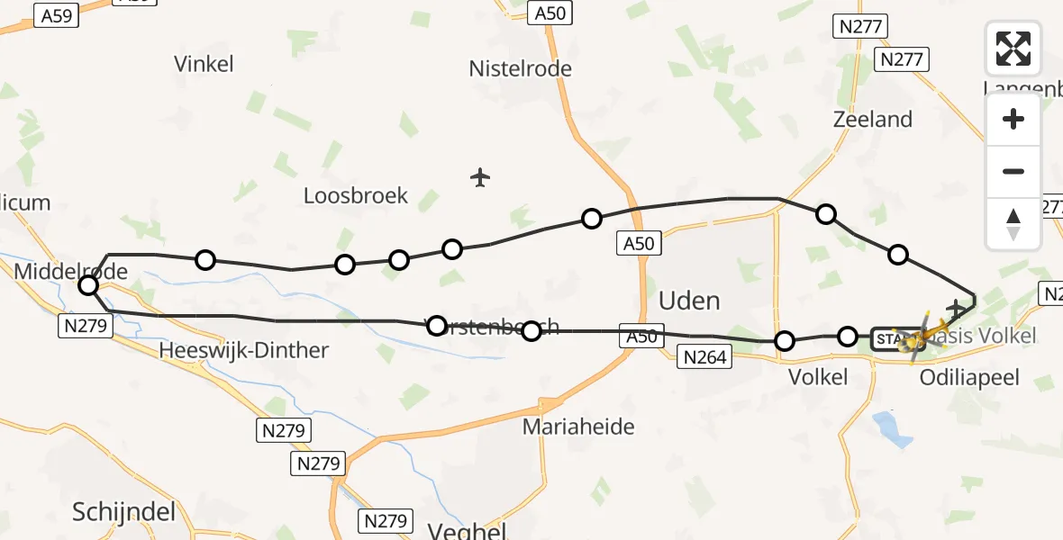 Vluchtroute Traumahelikopter Vliegbasis Volkel - Vliegbasis Volkel, 12 april 2023, 12:56