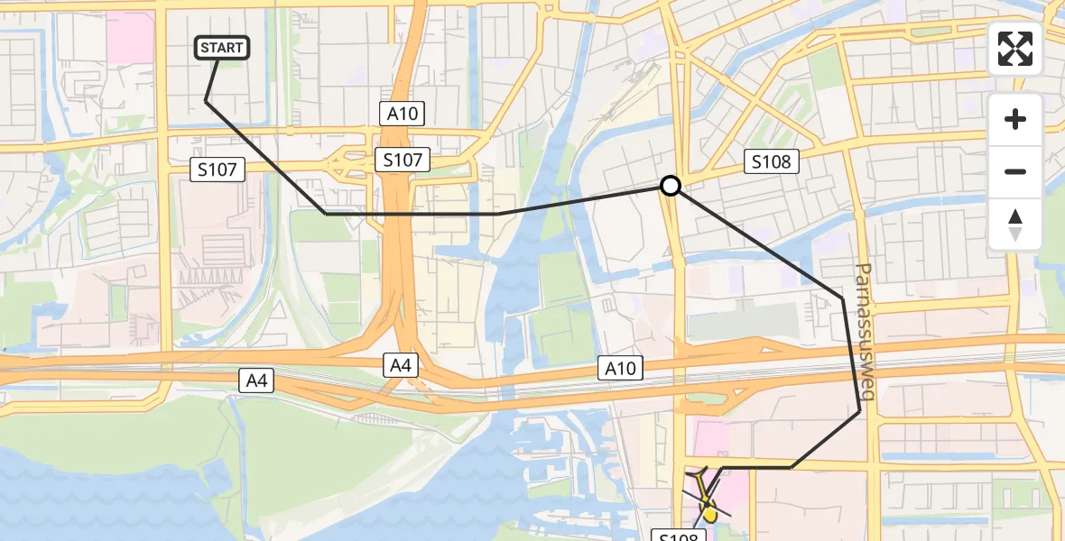 Routekaart van de vlucht: Lifeliner 1 naar VU Medisch Centrum Amsterdam