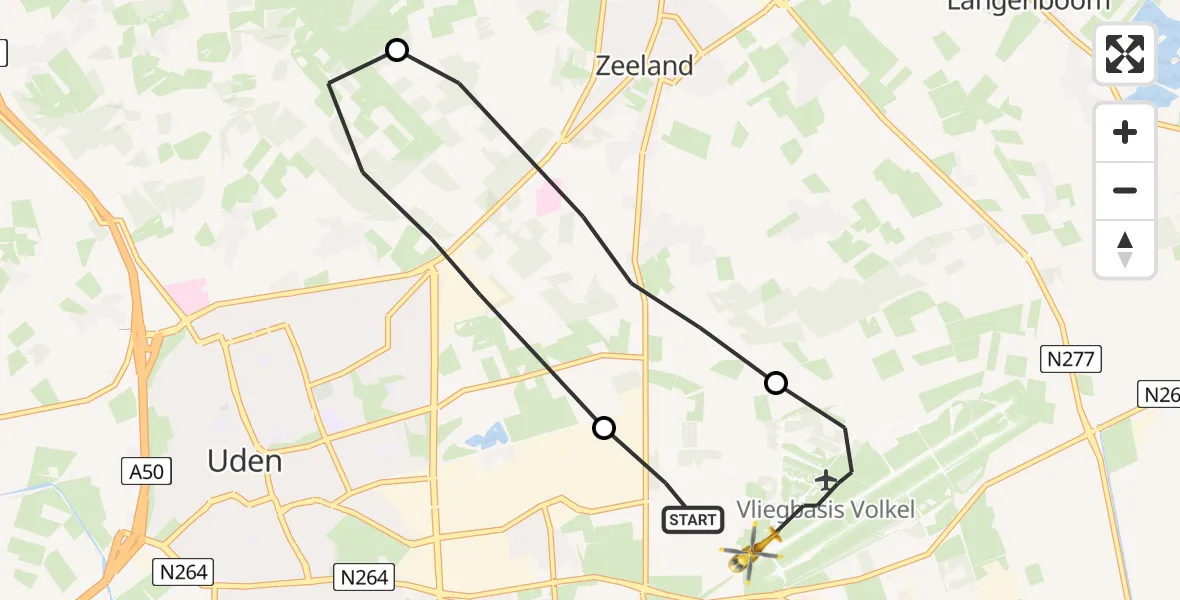 Vluchtroute Traumahelikopter Vliegbasis Volkel - Vliegbasis Volkel, 12 april 2023, 14:24