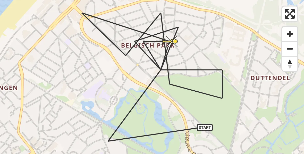 Vluchtroute Politiehelikopter van Den Haag naar Den Haag