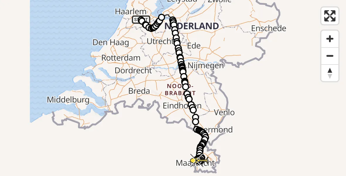 Routekaart van de vlucht: Politiehelikopter naar Meerssen