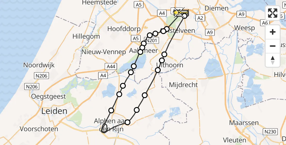 Routekaart van de vlucht: Lifeliner 1 naar VU Medisch Centrum Amsterdam