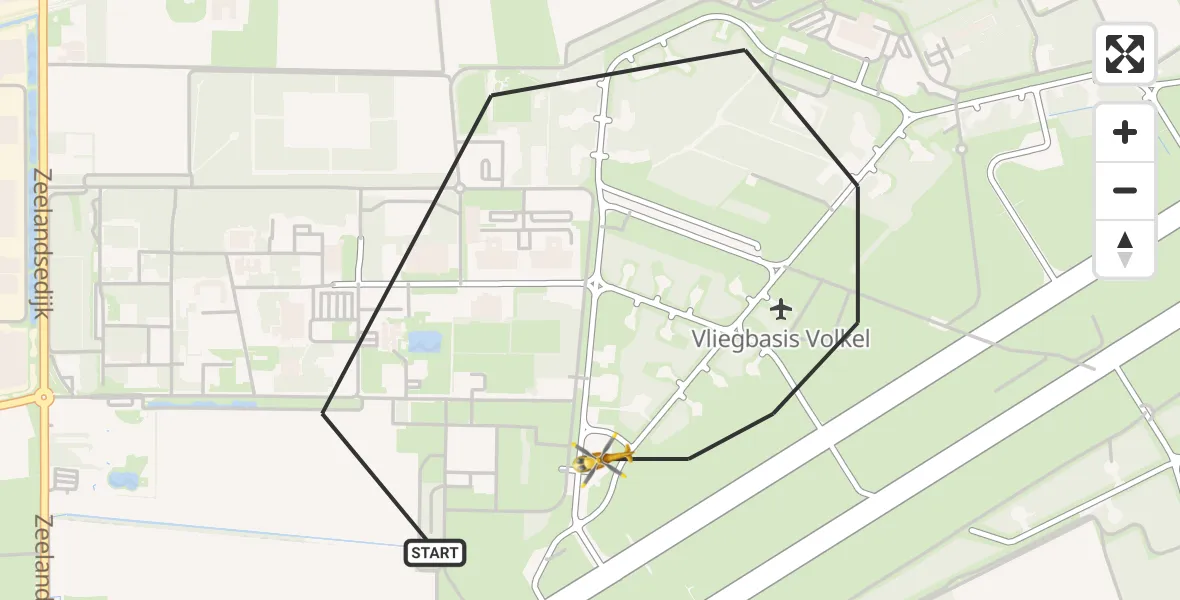 Vluchtroute Traumahelikopter Vliegbasis Volkel - Vliegbasis Volkel, 12 april 2023, 23:19