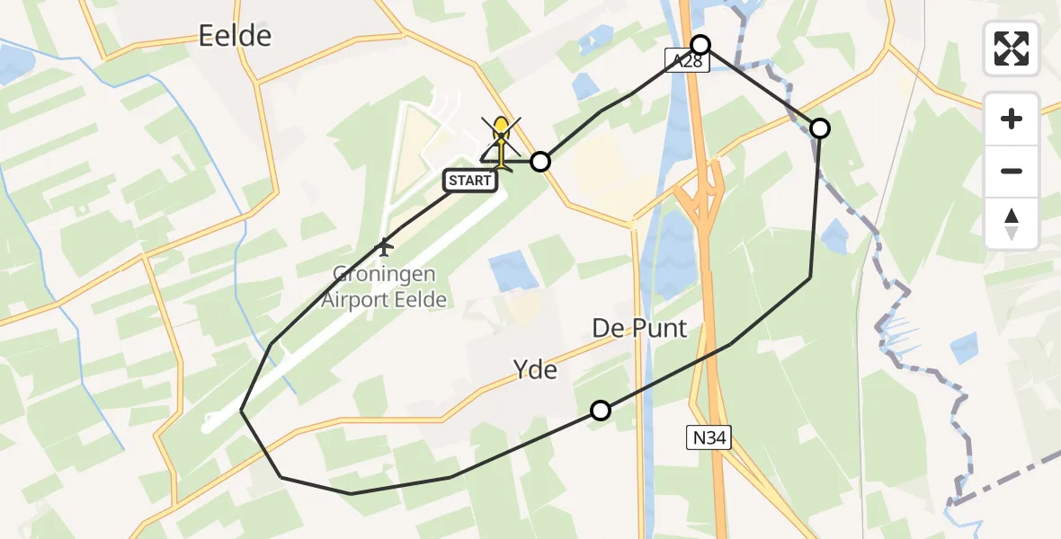 Routekaart van de vlucht: Lifeliner 4 naar Groningen Airport Eelde