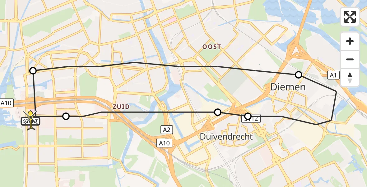 Routekaart van de vlucht: Lifeliner 1 naar VU Medisch Centrum Amsterdam