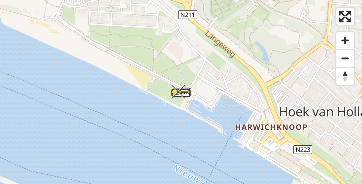 Routekaart van de vlucht: Politiehelikopter naar Hoek van Holland