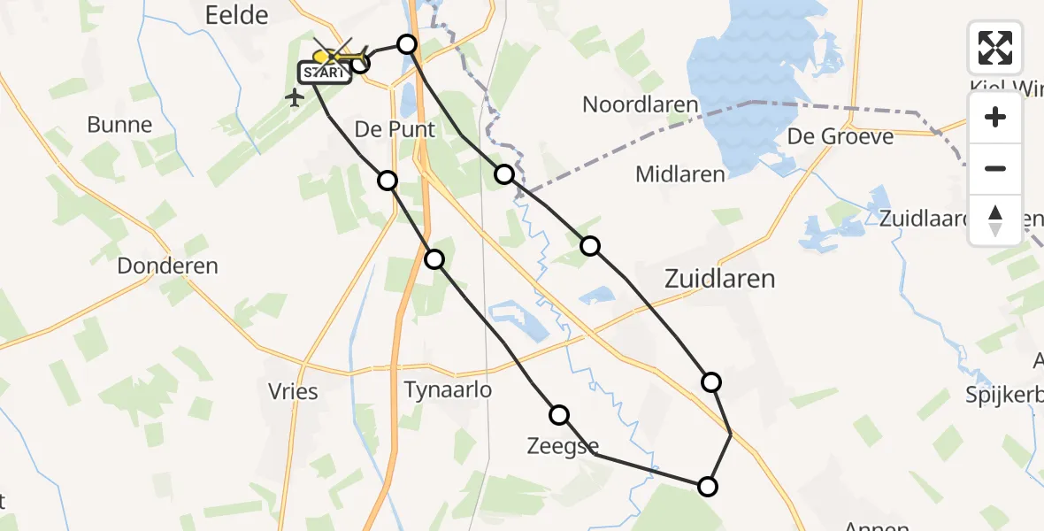 Routekaart van de vlucht: Lifeliner 4 naar Groningen Airport Eelde