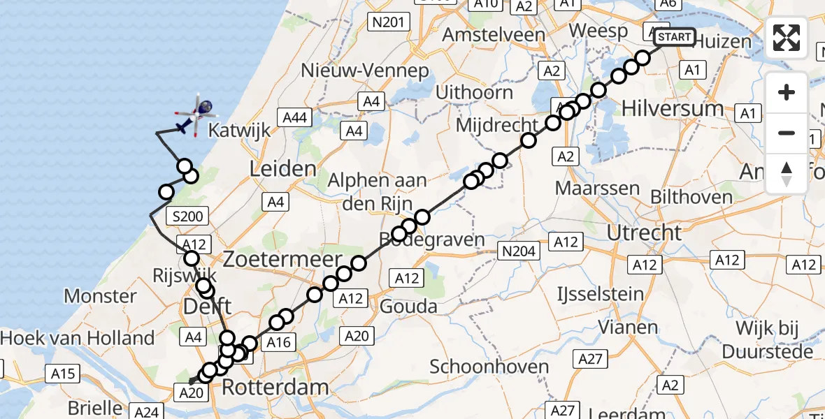 Vluchtroute Politiehelikopter Naarden - , 13 april 2023, 10:52