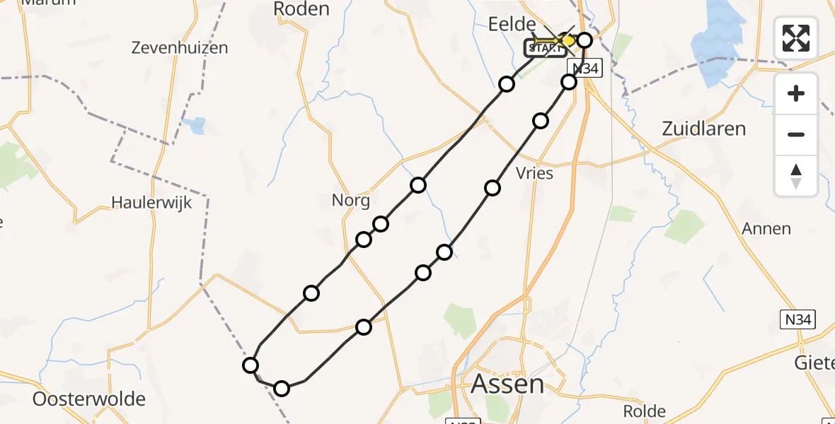 Routekaart van de vlucht: Lifeliner 4 naar Groningen Airport Eelde