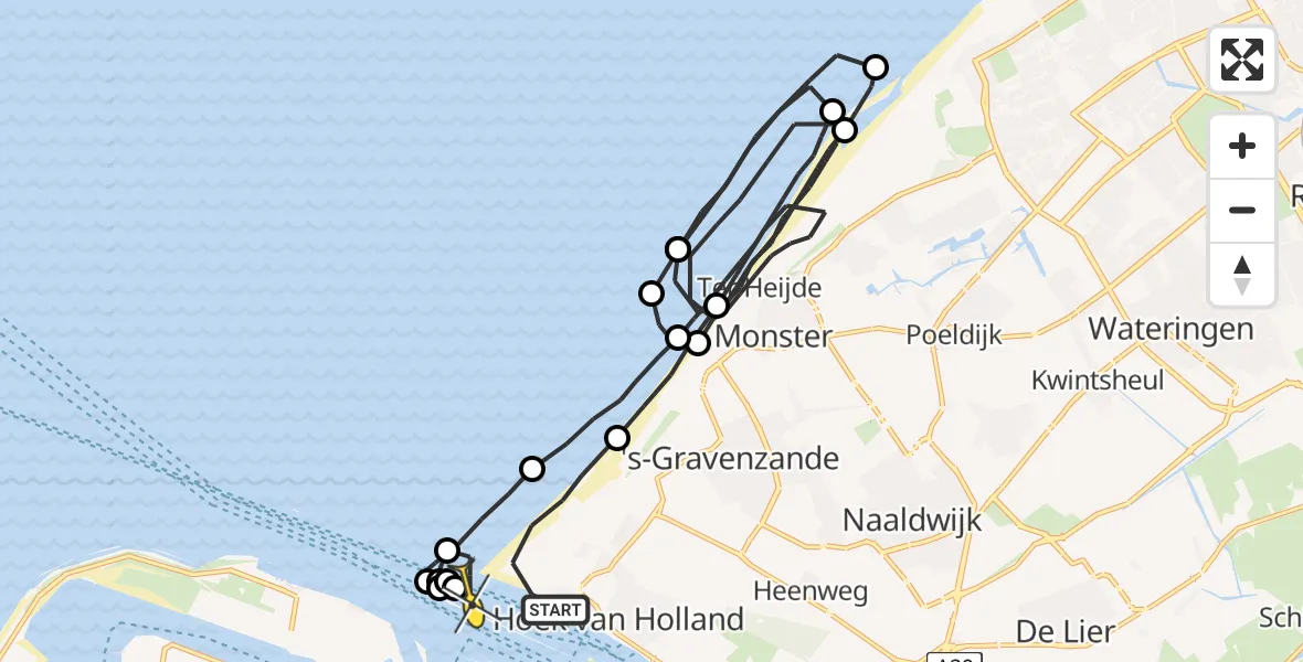 Routekaart van de vlucht: Politieheli naar Europoort