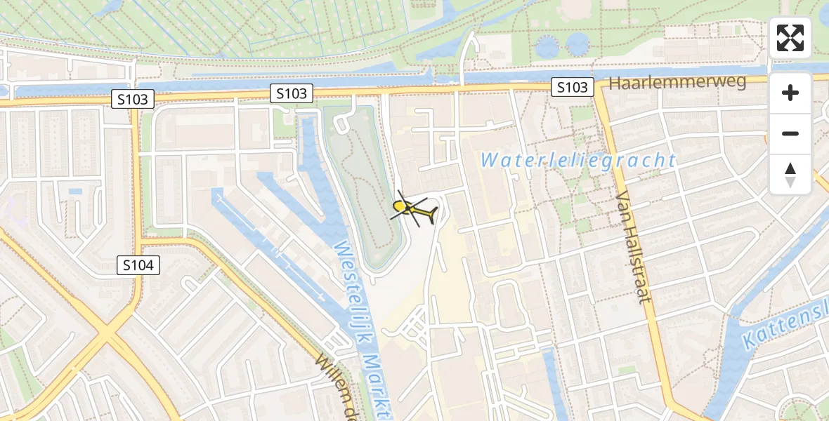 Routekaart van de vlucht: Lifeliner 1 naar Amsterdam