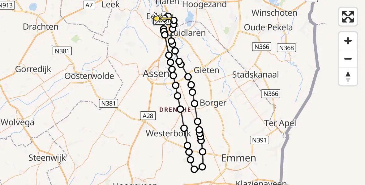 Routekaart van de vlucht: Lifeliner 4 naar Groningen Airport Eelde