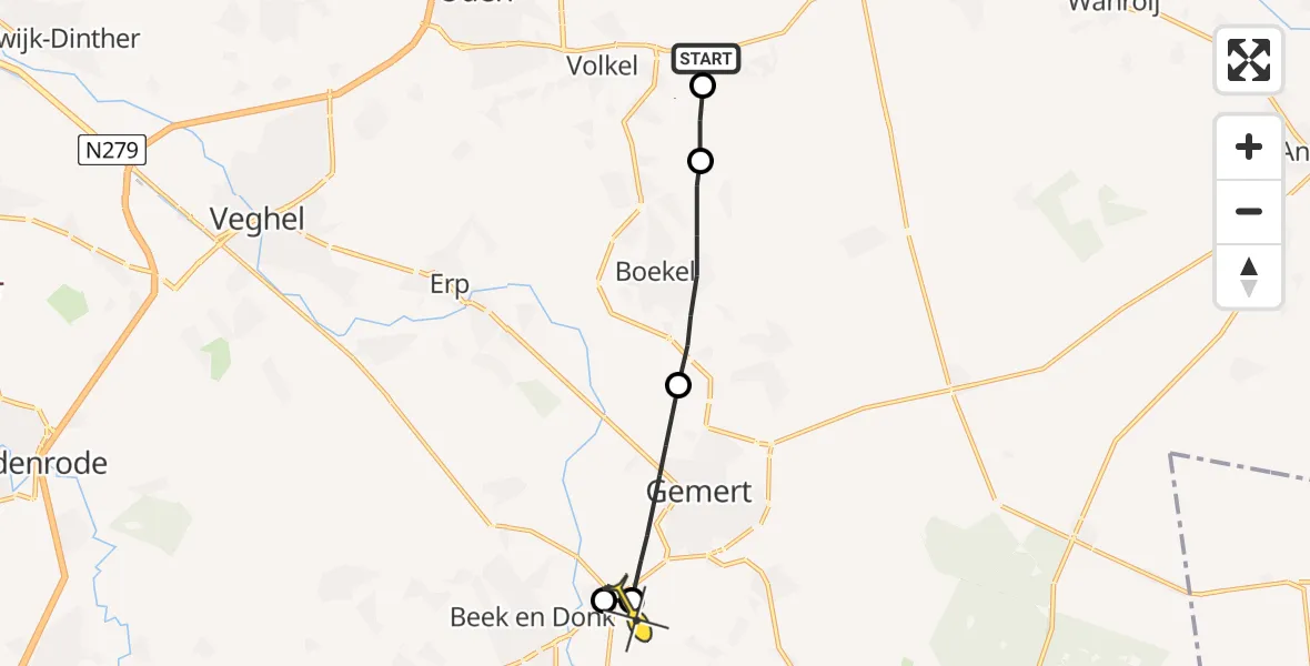 Routekaart van de vlucht: Lifeliner 3 naar Aarle-Rixtel