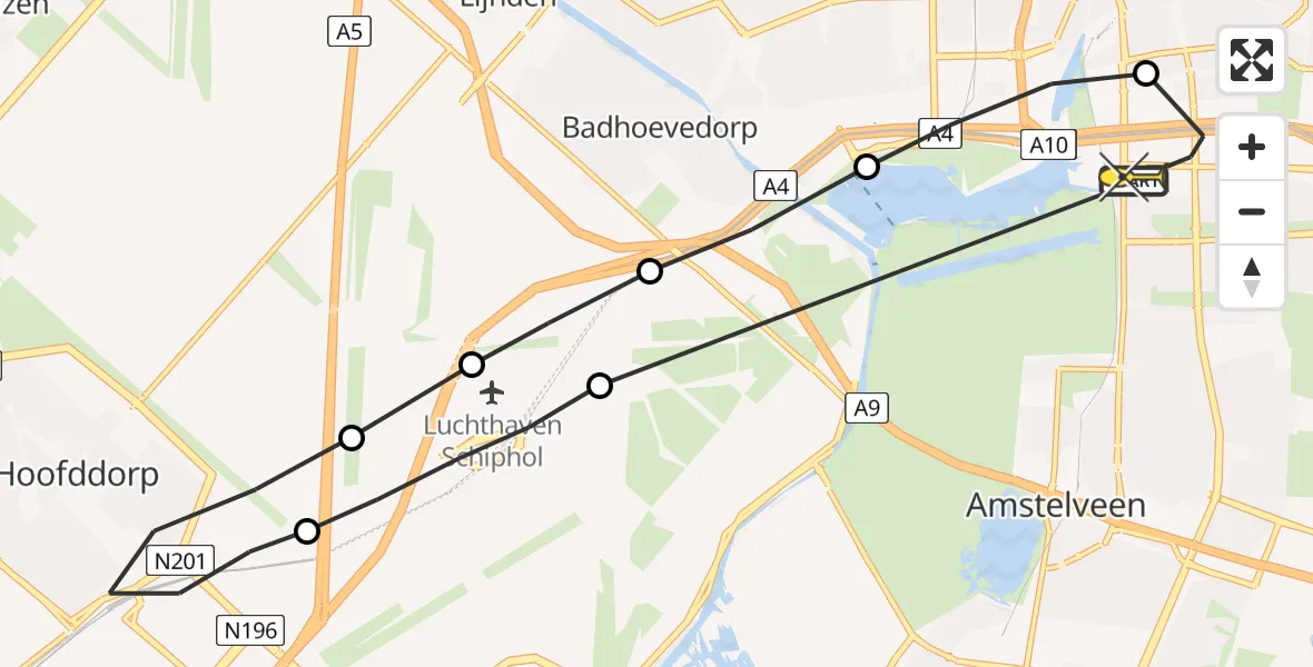Routekaart van de vlucht: Lifeliner 1 naar VU Medisch Centrum Amsterdam