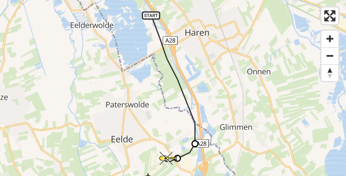 Routekaart van de vlucht: Lifeliner 4 naar Groningen Airport Eelde