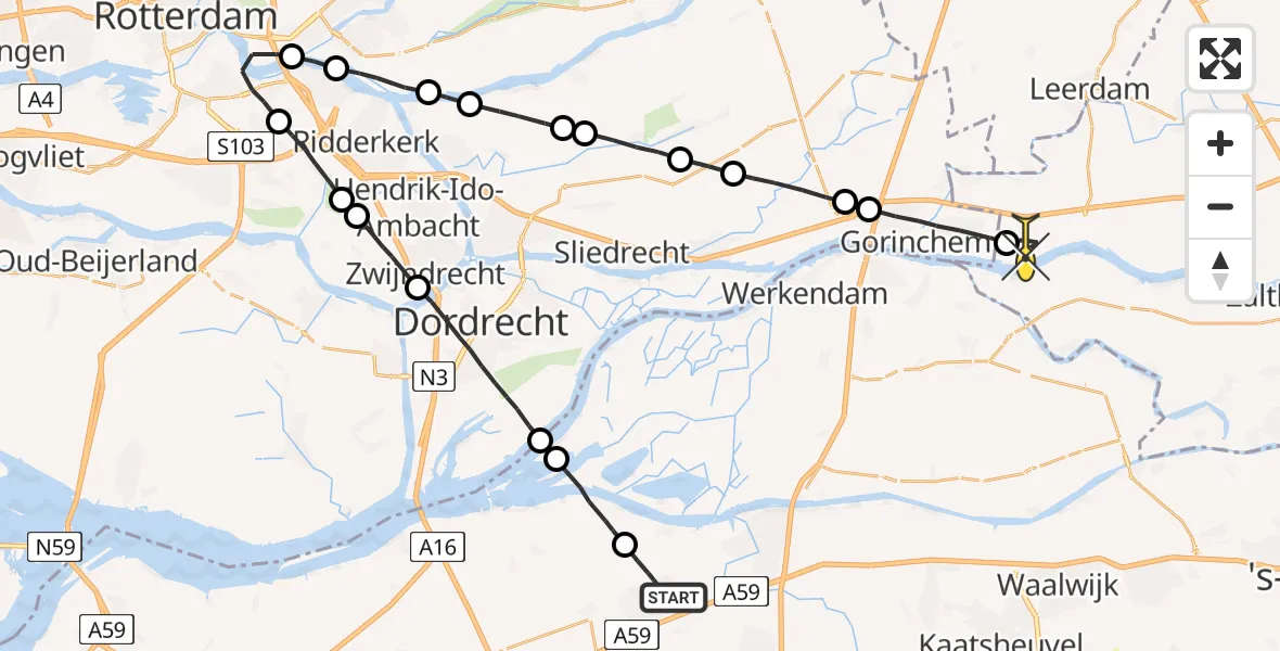 Routekaart van de vlucht: Lifeliner 2 naar Vuren