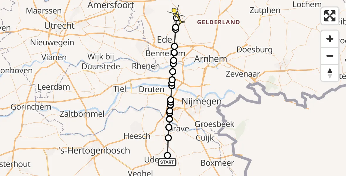 Routekaart van de vlucht: Lifeliner 3 naar Harskamp