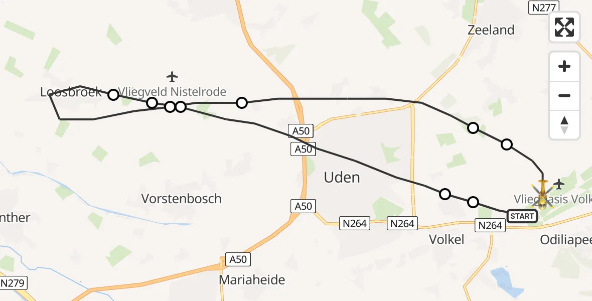 Vluchtroute Traumahelikopter Vliegbasis Volkel - Vliegbasis Volkel, 14 april 2023, 05:13