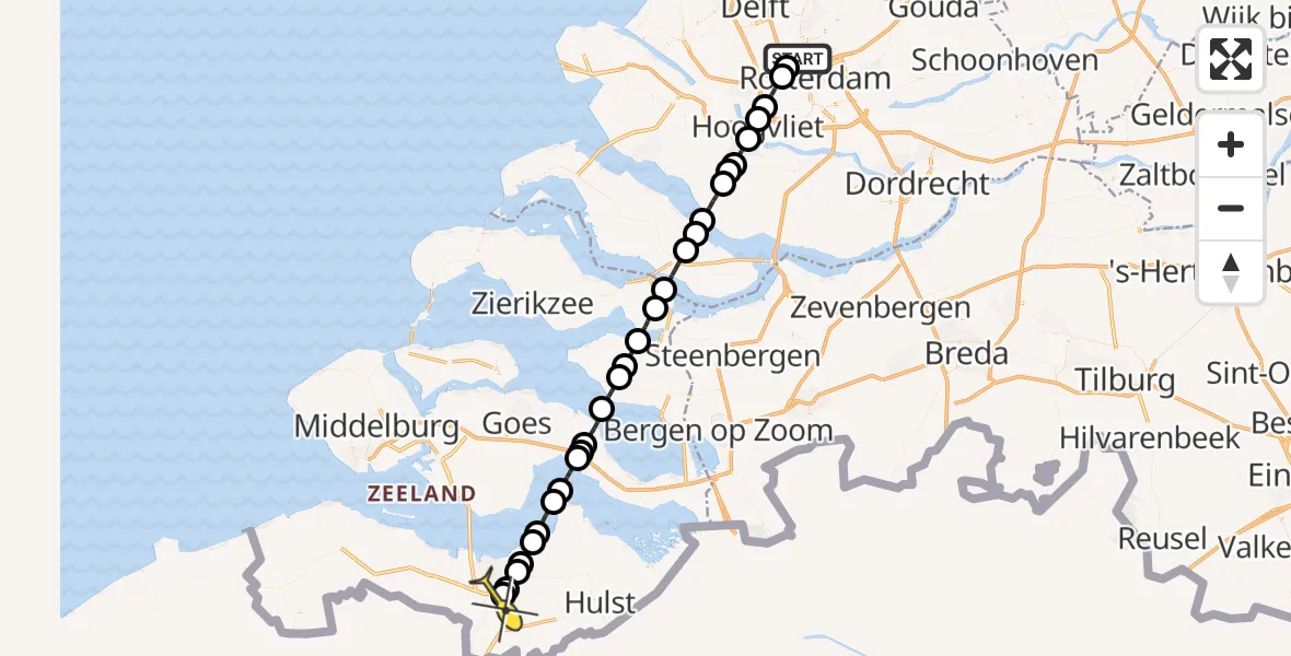 Routekaart van de vlucht: Lifeliner 2 naar Terneuzen