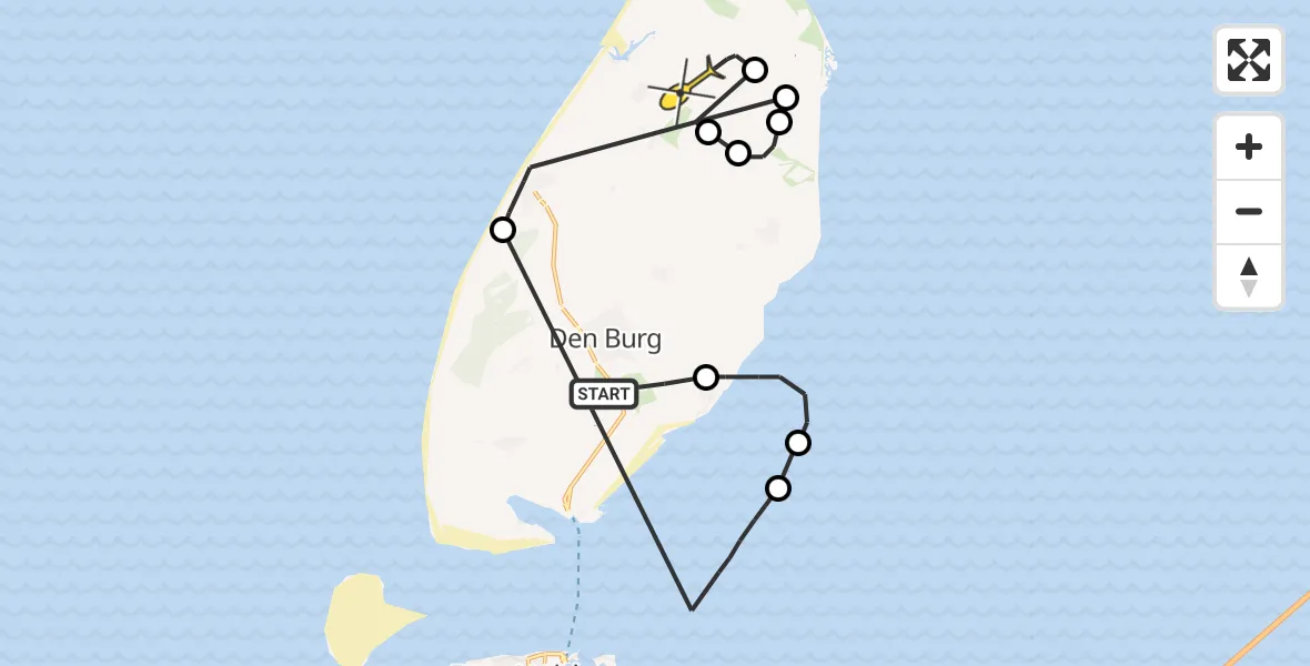 Routekaart van de vlucht: Politieheli naar Texel International Airport