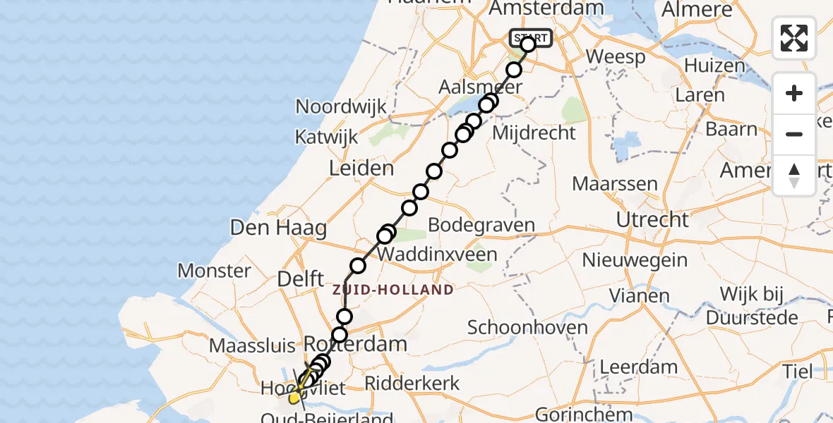 Routekaart van de vlucht: Lifeliner 1 naar Hoogvliet