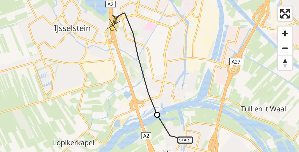Routekaart van de vlucht: Lifeliner 1 naar Nieuwegein