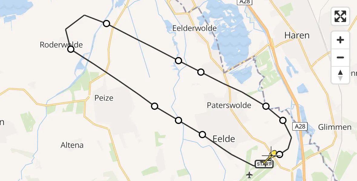 Routekaart van de vlucht: Lifeliner 4 naar Groningen Airport Eelde