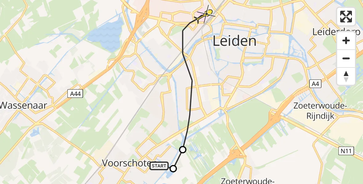 Routekaart van de vlucht: Lifeliner 2 naar Leiden