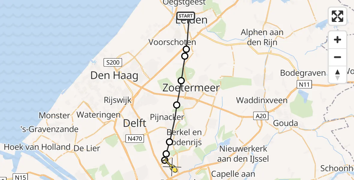 Routekaart van de vlucht: Lifeliner 2 naar Rotterdam The Hague Airport