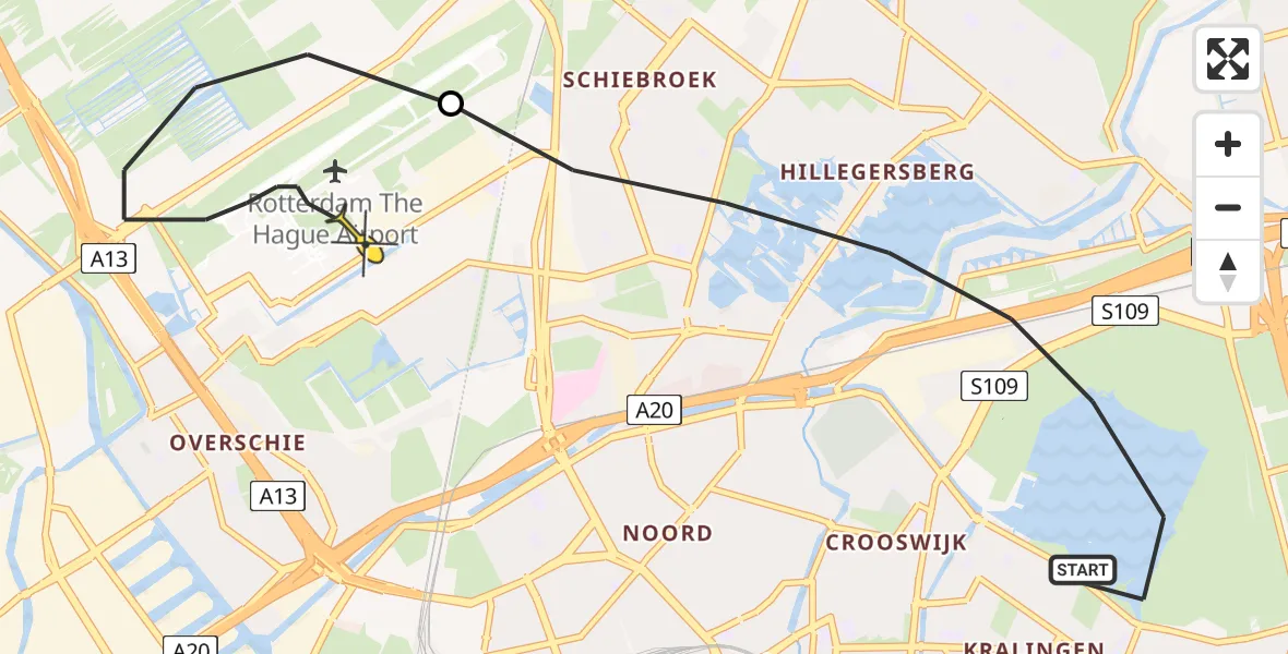 Routekaart van de vlucht: Lifeliner 2 naar Rotterdam The Hague Airport