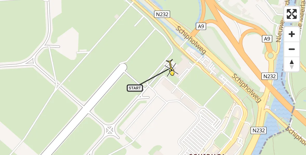 Vluchtroute Politiehelikopter van Schiphol naar Schiphol