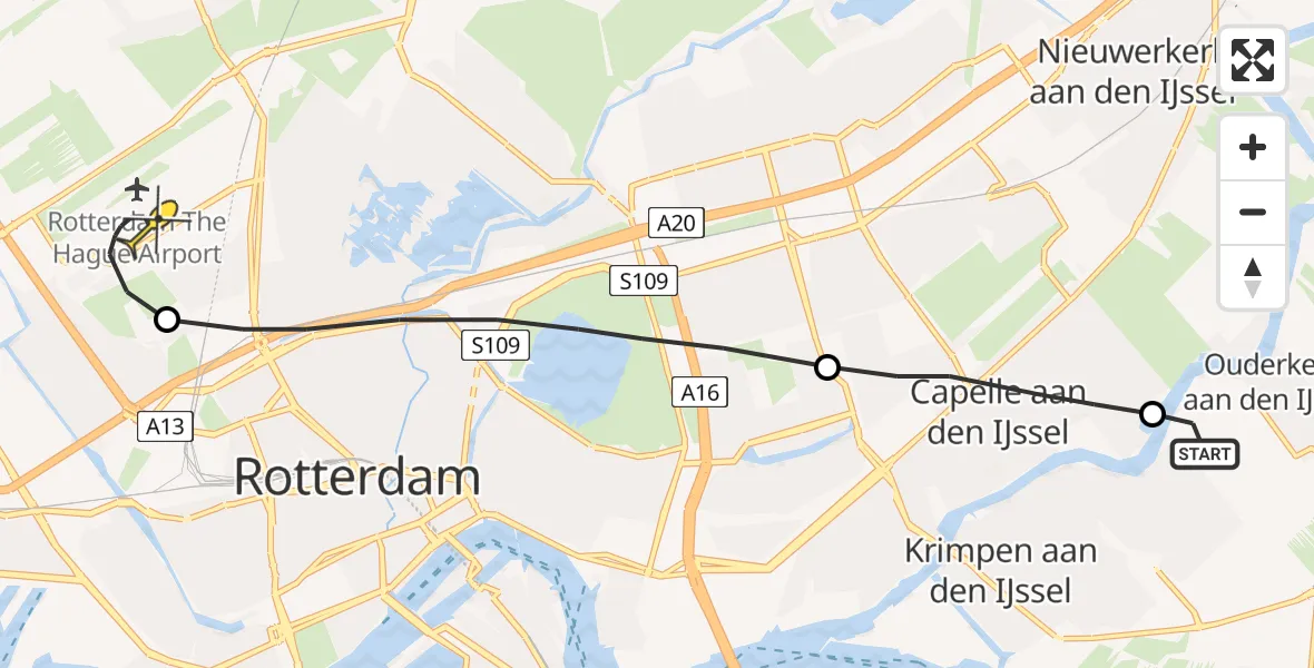 Routekaart van de vlucht: Lifeliner 2 naar Rotterdam The Hague Airport