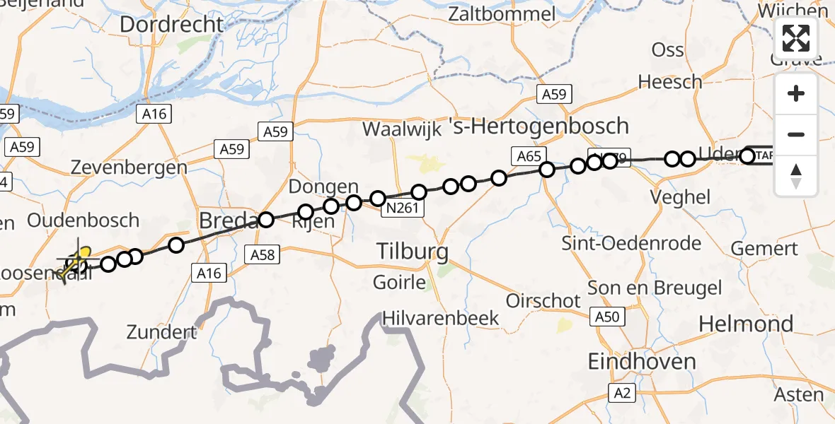 Routekaart van de vlucht: Lifeliner 3 naar Rucphen