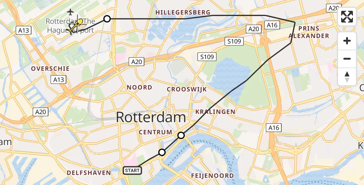 Routekaart van de vlucht: Lifeliner 2 naar Rotterdam The Hague Airport