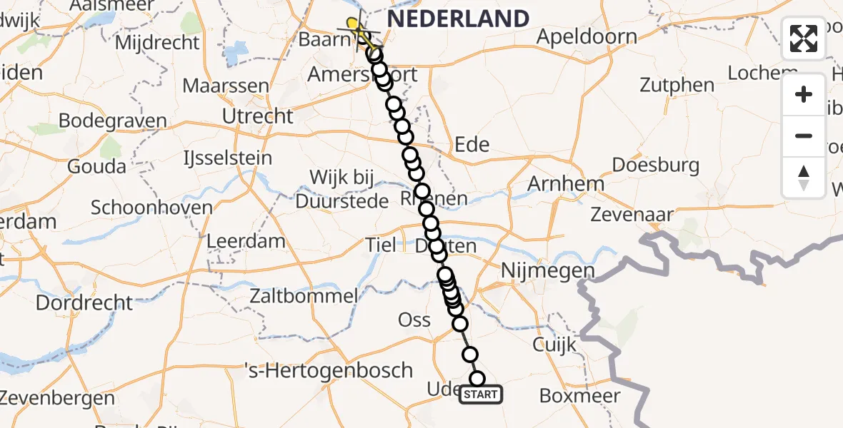 Routekaart van de vlucht: Lifeliner 3 naar Bunschoten-Spakenburg