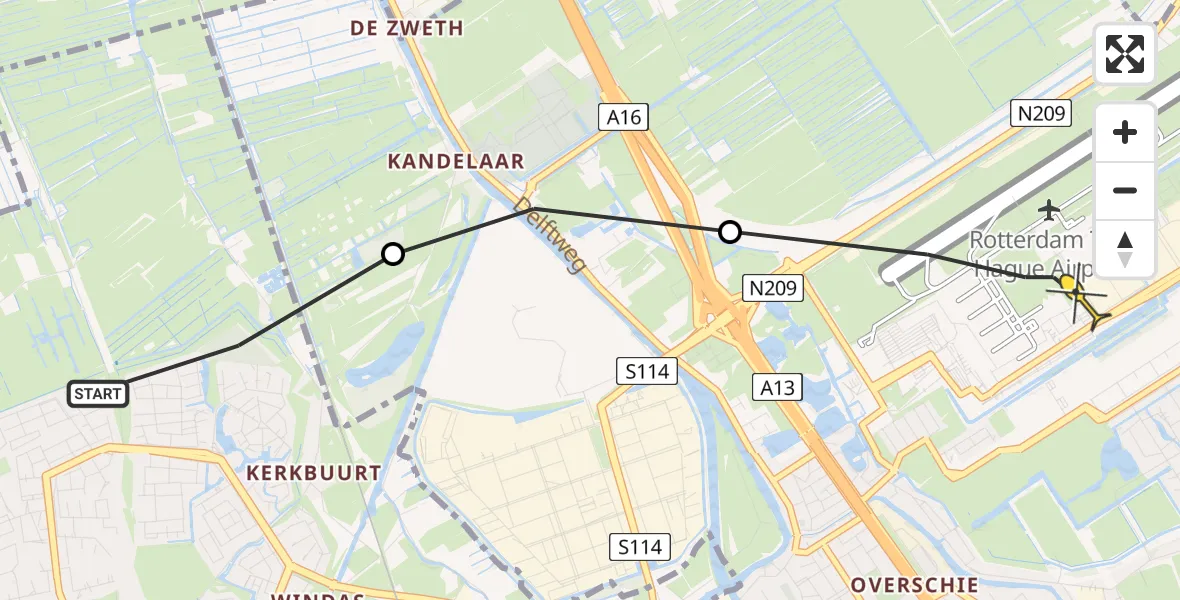 Routekaart van de vlucht: Lifeliner 2 naar Rotterdam The Hague Airport