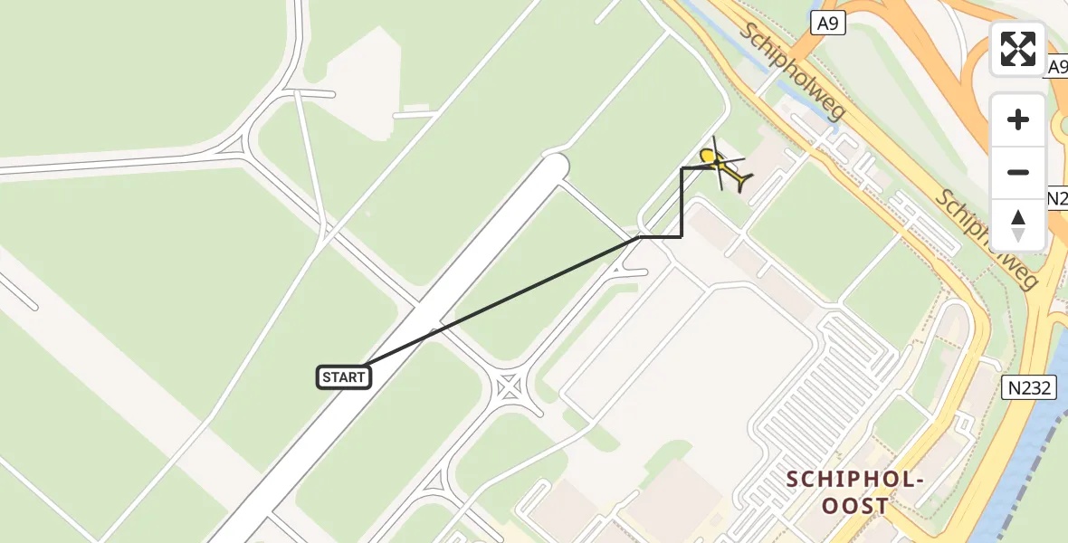 Vluchtroute Politiehelikopter van Schiphol naar Schiphol