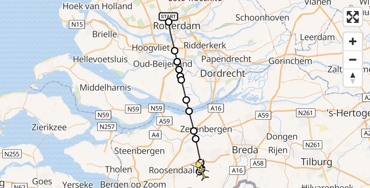 Routekaart van de vlucht: Lifeliner 2 naar Sprundel
