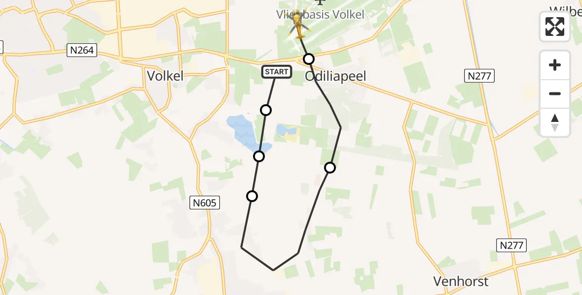 Vluchtroute Traumahelikopter Vliegbasis Volkel - Vliegbasis Volkel, 16 april 2023, 07:15