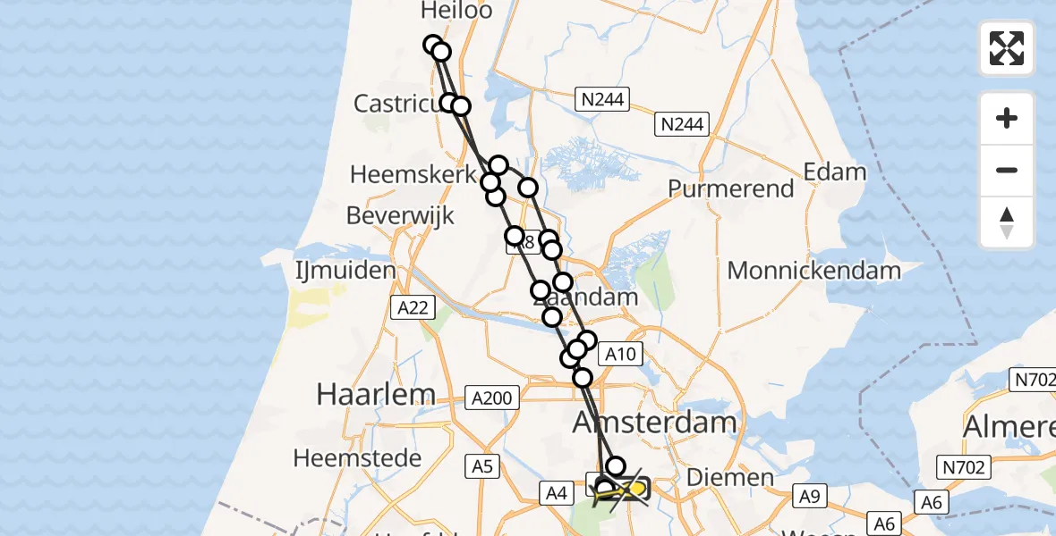 Routekaart van de vlucht: Lifeliner 1 naar VU Medisch Centrum Amsterdam