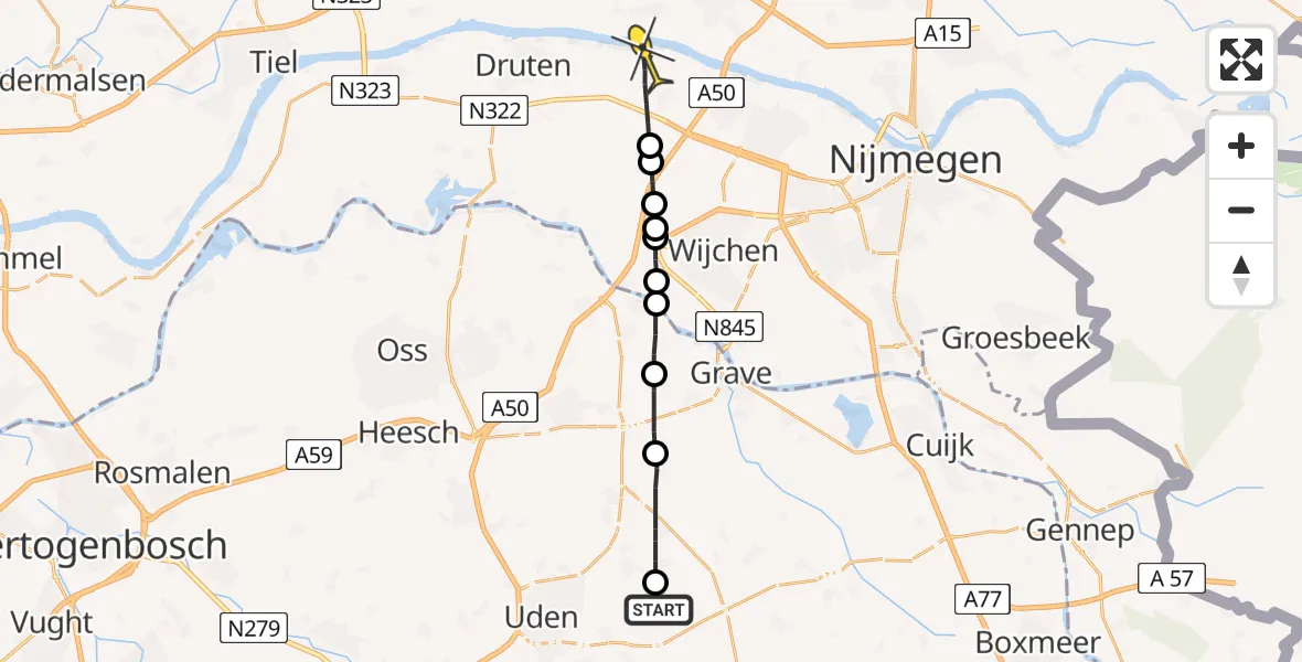 Routekaart van de vlucht: Lifeliner 3 naar Winssen